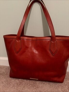 Brahmin Athena Honey Leather Tote with Gold Logo Plate